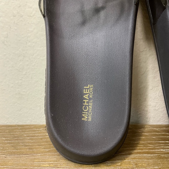 MICHAEL Michael Kors Gilmore Logo Print PVC Slide Sandal Womens  Size 9.5